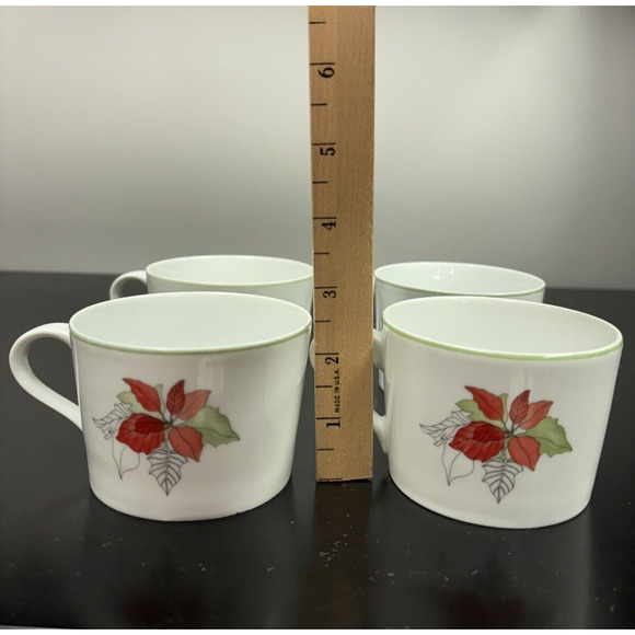 4 Block Spal Poinsettia Watercolors‎ Mary Lou Goertzen Coffee Cups Mugs EUC - Picture 3 of 11